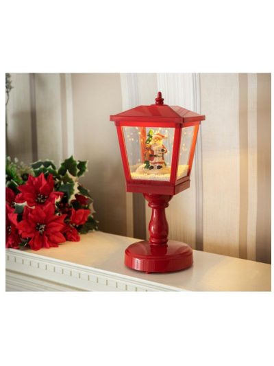 31CM LANTERN SNOWBLOWER SANTA-SNOWMAN (RED)