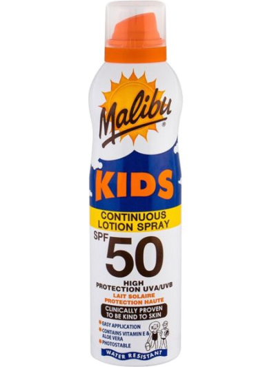 MALIBU 175ML SPF 50 KIDS CONT SPRAY LTN