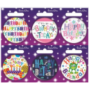 S/ELVIN HAPPY BDAY BADGE 54MM ASSORTED: SEND ACCORDING TO AVAIBILITY