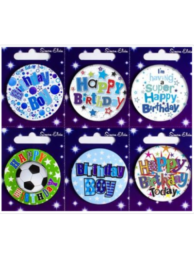 S/ELVIN BADGES BDAY BOY: ASSORTED: SEND ACCORDING TO AVAIBILITY