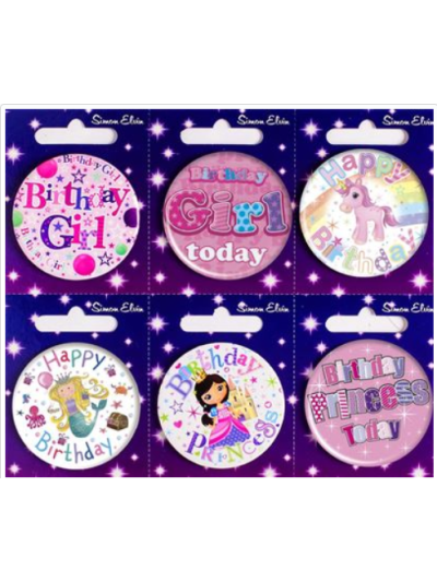 S/ELVIN BADGES BDAY GIRL : ASSORTED: SEND ACCORDING TO AVAIBILITY