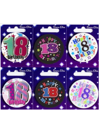 S/ELVIN BADGE AGE 18 54MM: ASSORTED: SEND ACCORDING TO AVAIBILITY
