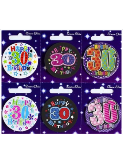 S/ELVIN BADGE AGE 30 54MM: ASSORTED: SEND ACCORDING TO AVAIBILITY
