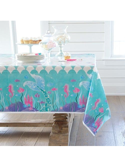 UNIQUE MERMAID 54X84 PLASTIC TABLECOVER