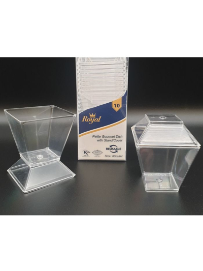 MINI PETITE GOURMET DISH WITH STAND/COVER 60ML PK10