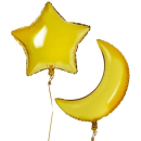 MOON 28IN & STAR 24IN GOLD FOIL BALLOON