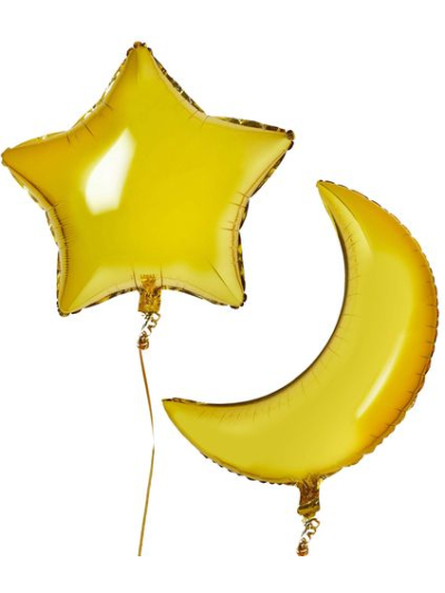 MOON 28IN & STAR 24IN GOLD FOIL BALLOON