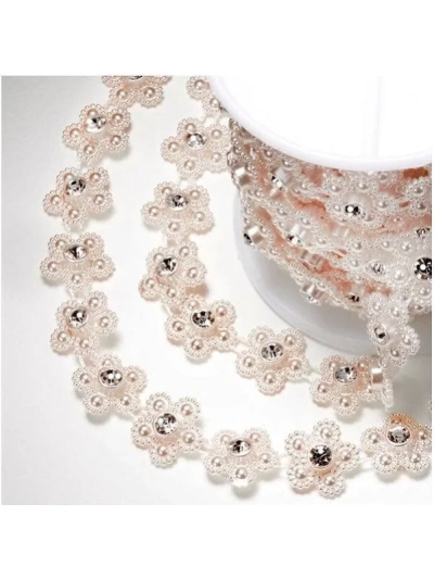 ROSE PINK PEARL DAISY W/DIAMANTE 15MMX5M