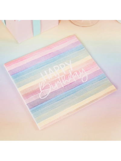 ECO RAINBOW HAPPY BIRTHDAY NAPKINS PK16