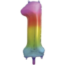 UNIQUE 34" RAINBOW FOIL BALLOON NUMBER 1