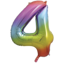 UNIQUE 34" RAINBOW FOIL BALLOON NUMBER 4