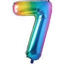 UNIQUE 34" RAINBOW FOIL BALLOON NUMBER 7