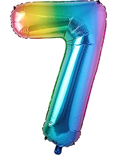 UNIQUE 34" RAINBOW FOIL BALLOON NUMBER 7