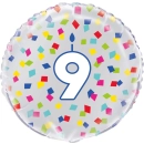 UNIQUE 18" RAINBOW CONFETTI NUMBER 9 FOIL BALLOON