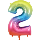 UNIQUE 34" RAINBOW FOIL BALLOON NUMBER 2