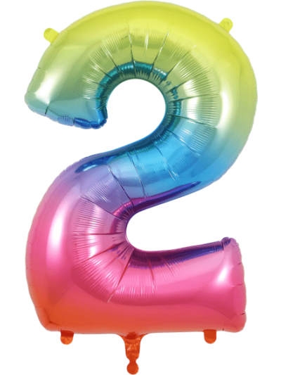 UNIQUE 34" RAINBOW FOIL BALLOON NUMBER 2