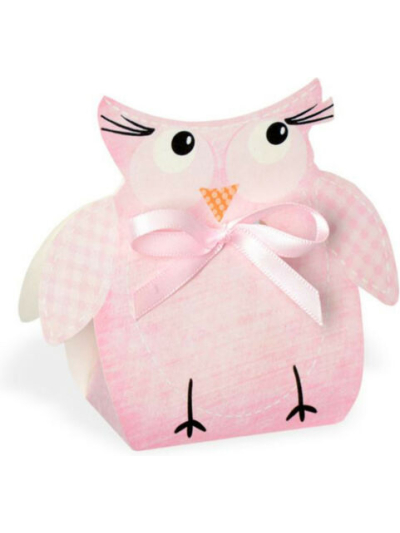 OWL SHAPE PINK BOX 60X40X110MM PK10