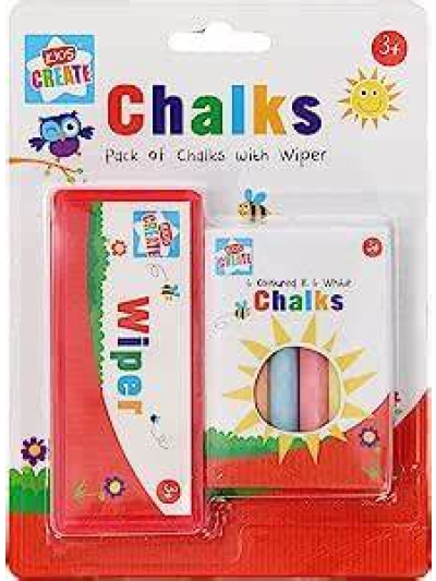 KIDS CREATE PACK OF CHALKS WITH WIPER
