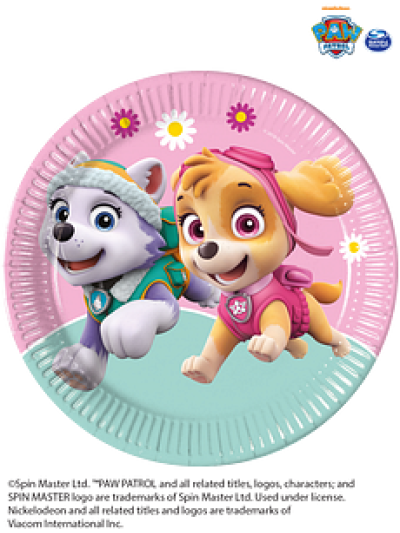 PAW PATROL SKYE & EVEREST PAPER PLATES 23CM PK8