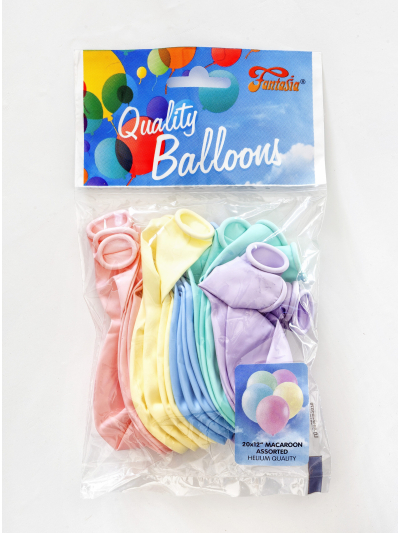 MACAROON BALLOONS ASST 12IN X 20PC