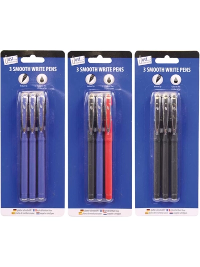 JUST STATIONERY 3 LUXURY SMOOTH WRITE PENS