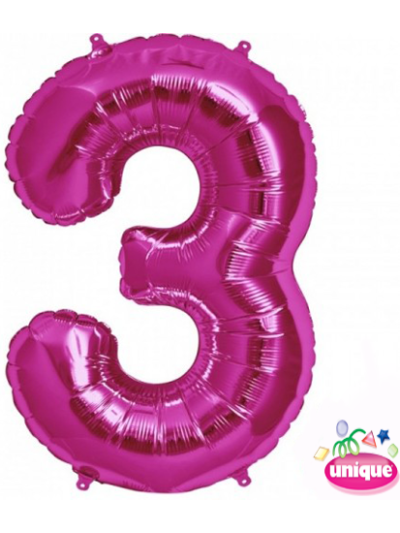 UNIQUE 34" PINK FOIL BALLOONS NUMBER 3