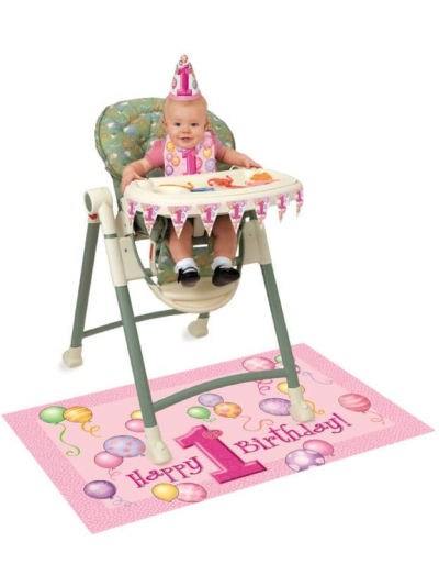 UNIQUE 1ST BIRTHDAY PINK HIGH CHAIR DECO KIT