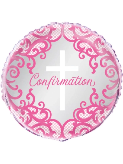 UNIQUE 18" PINK CROSS CONFIRMATION FOIL BALLOON