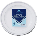 ESSENTIAL WHITE PLASTIC PLATES WITH SILVER RIM 7" PK6