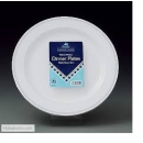 WHITE PLASTIC PLATES W/SILVER RIM 10" 6
