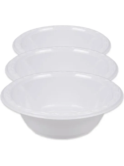 ESSENTIAL WHITE PLASTIC 16CM BOWLS PK25