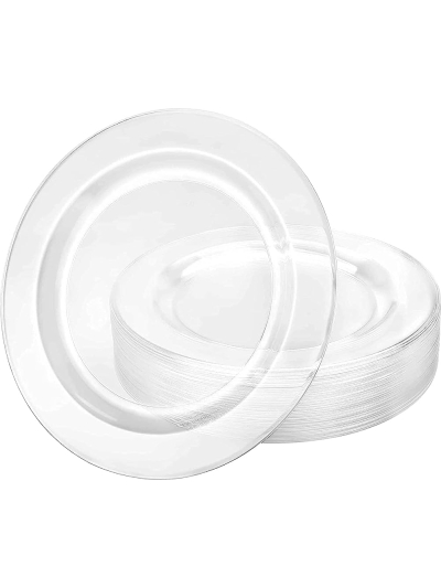 10IN LUXURY CLEAR PLASTIC PLATES PK50