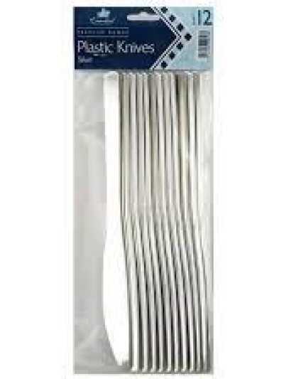 PLASTIC KNIVES SILVER PK12