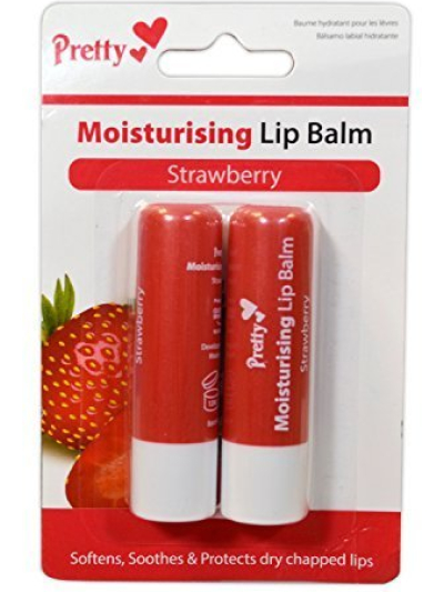 PRETTY MOISTURISING LIP BALM "STRAWBERRY" PACK OF 2