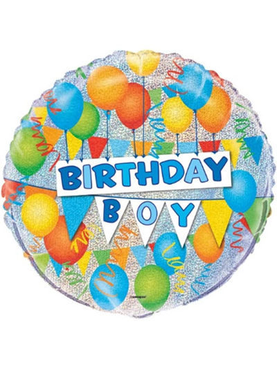 UNIQUE 18" BIRTHDAY BOY PRISMATIC BALLOON