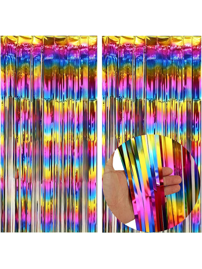 RAINBOW FOIL CURTAIN 3FT X 8FT