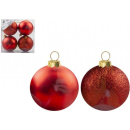SNOW WHITE BOX OF 4 BAUBLES 10CM RED