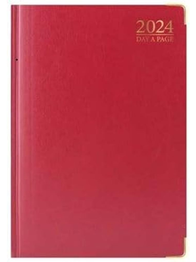 A5 DIARY 2024 DAY A PAGE HARBACK - RED