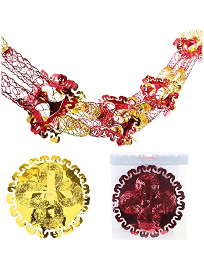 SNOW WHITE FOIL GARLAND, SOLD SINGLE. ASSORTED COLOURS