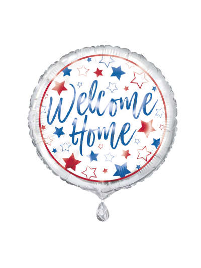 UNIQUE 18" RED BLUE WHITE WELCOME HOME FOIL BALLOON