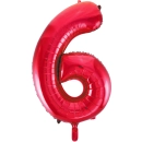 UNIQUE 34" RED FOIL BALLOON NUMBER 6