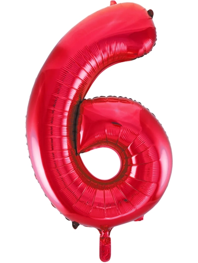 UNIQUE 34" RED FOIL BALLOON NUMBER 6