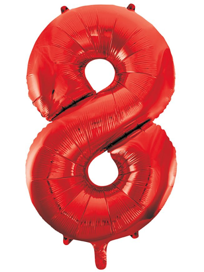 UNIQUE 34" RED FOIL BALLOON NUMBER 8
