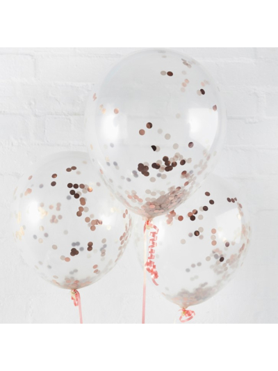 ROSE GOLD 12" CONFETTI BALLOON PK5