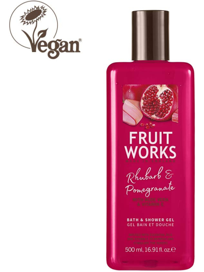 FRUIT WORKS RHUBARB & POMEGRANATE SHOWER GEL 500ML