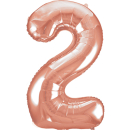 UNIQUE 34" ROSE GOLD FOIL BALLOON NUMBE 2