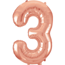 UNIQUE 34" ROSE GOLD FOIL BALLOON NUMBER 3