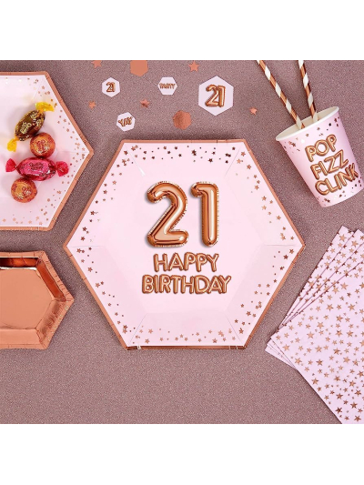 GLITZ & GLAMOUR 21ST PINK & ROSE GOLD LARGE PLATE PK8