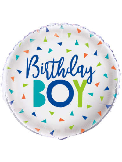 UNIQUE 18" CONFETTI BIRTHDAY BOY FOIL BALLOON
