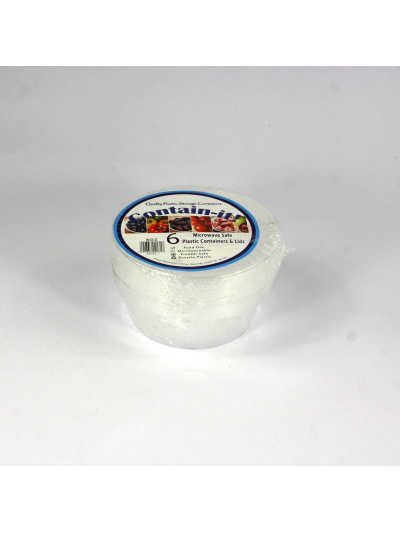 8OZ ROUND CONT + LIDS X 6